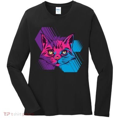 Trippy Cat Face Women's Long Sleeve Shirt