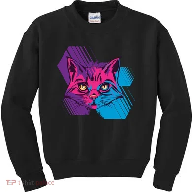 Trippy Cat Face Kids Sweatshirt
