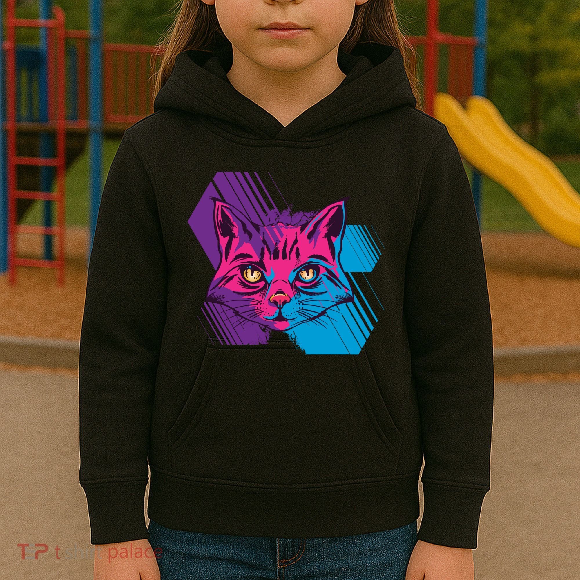 Trippy Cat Face Kids Hoodie