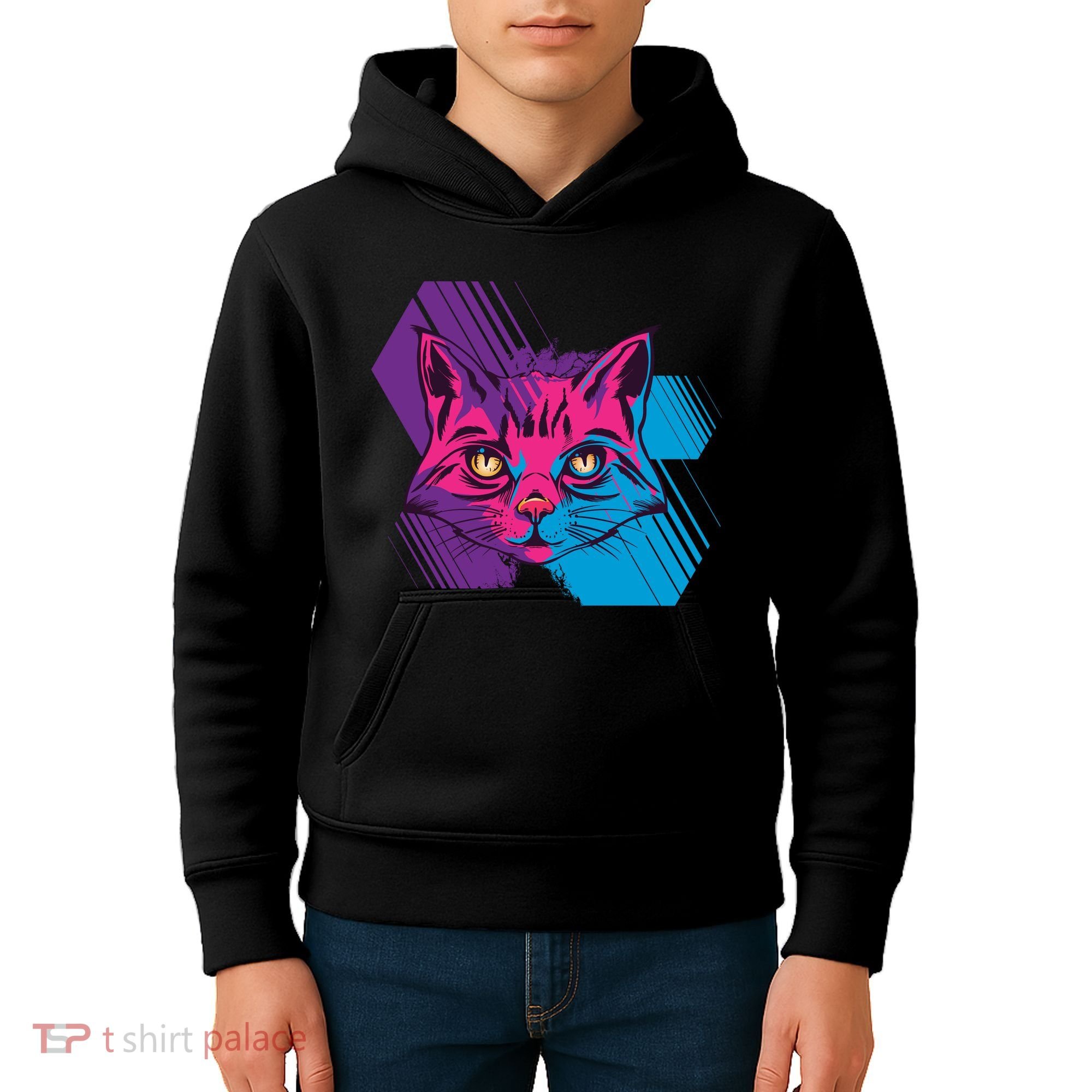 Trippy Cat Face Kids Hoodie