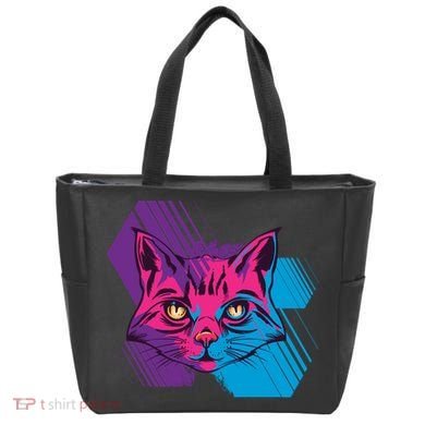 Trippy Cat Face Tote Bag