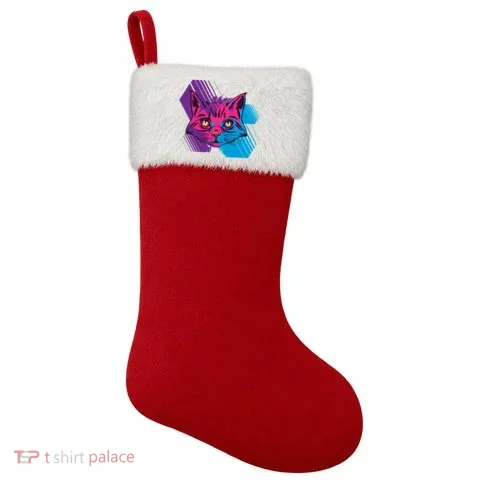 Trippy Cat Face Christmas Stocking in the selected color
