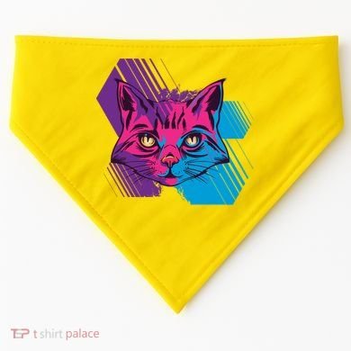 Trippy Cat Face USA-Made Doggie Bandana