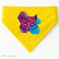 Trippy Cat Face USA-Made Doggie Bandana thumb 0