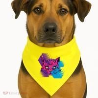Trippy Cat Face USA-Made Doggie Bandana thumb 1