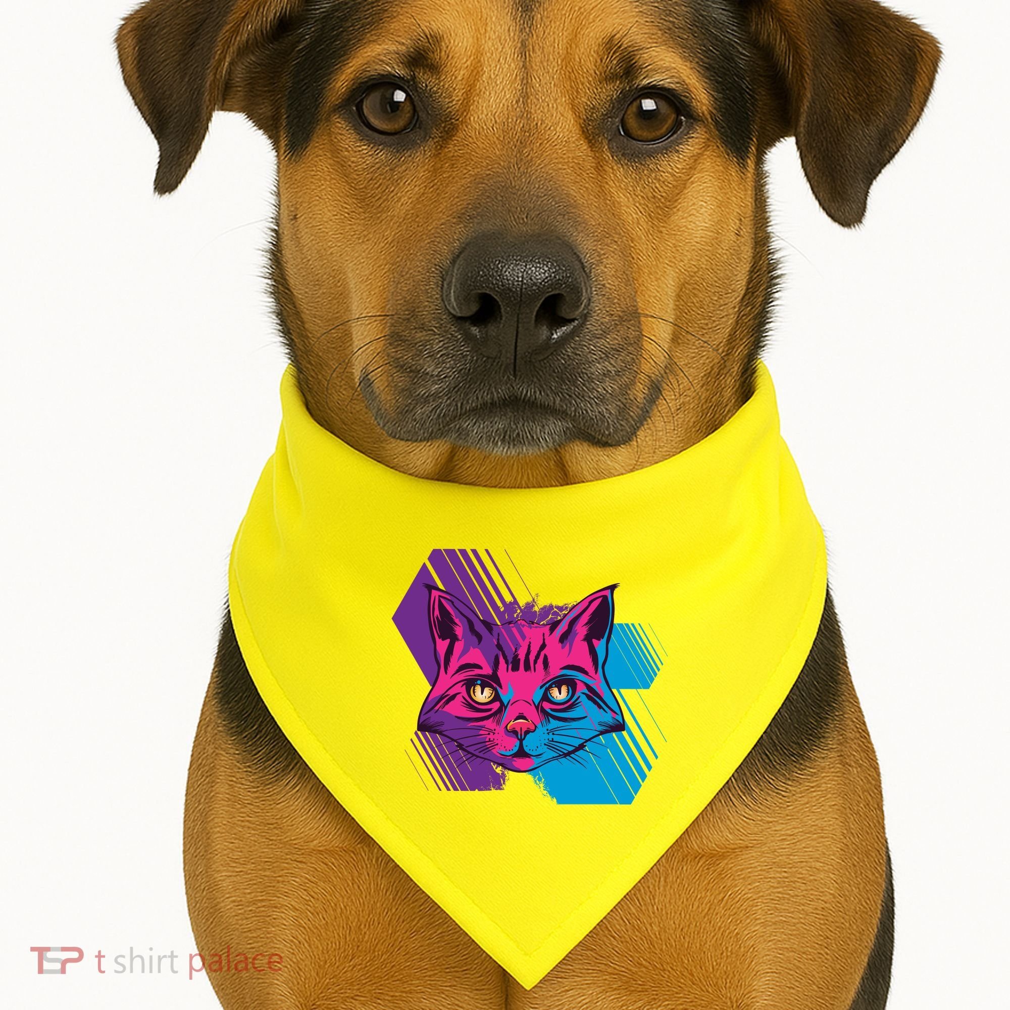 Trippy Cat Face USA-Made Doggie Bandana