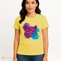 Trippy Cat Face Women's T-Shirt thumb 4