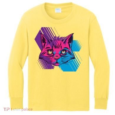 Trippy Cat Face Kids Long Sleeve Shirt