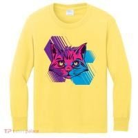 Trippy Cat Face Kids Long Sleeve Shirt thumb 0
