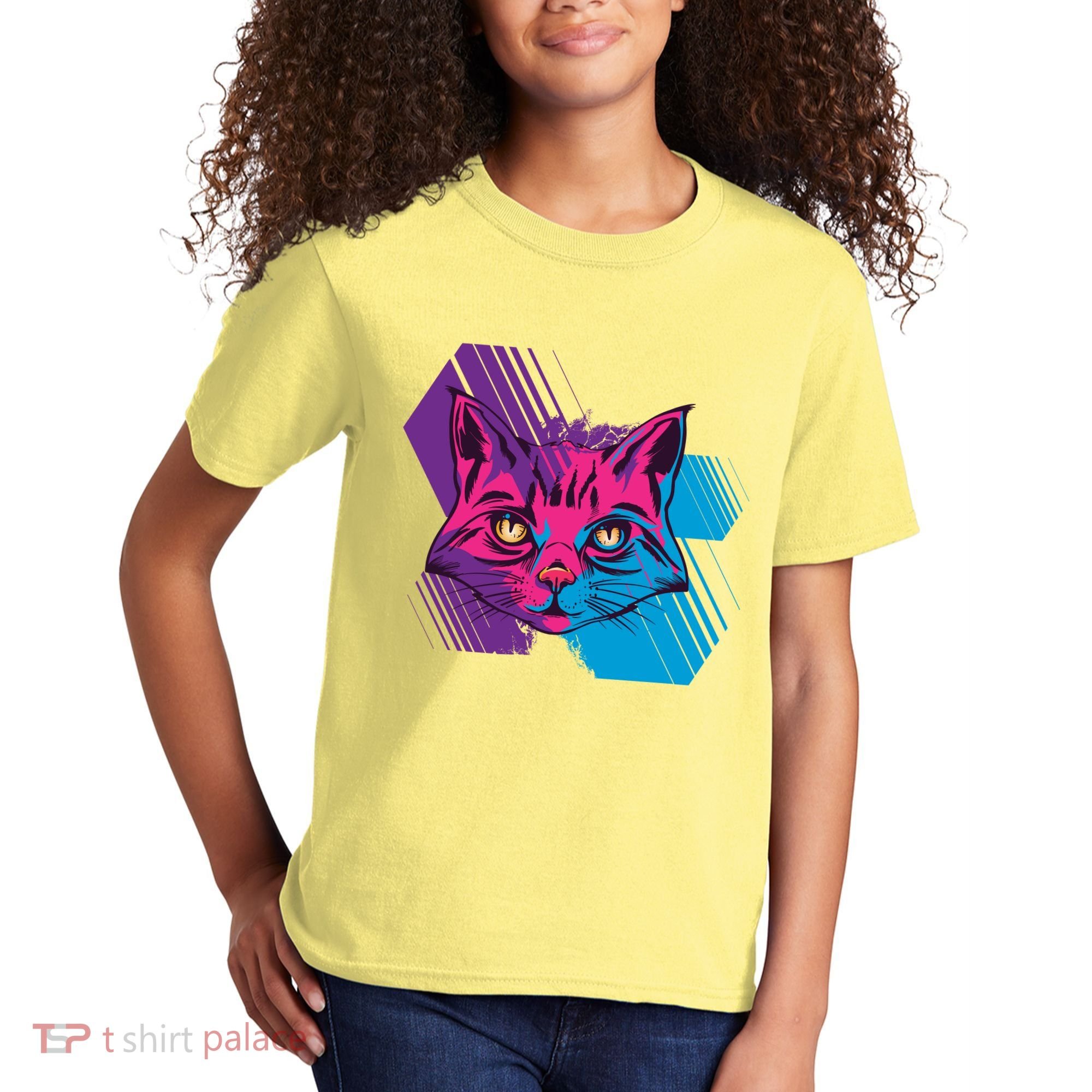 Trippy Cat Face Kids T-Shirt