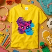 Trippy Cat Face Kids T-Shirt thumb 3
