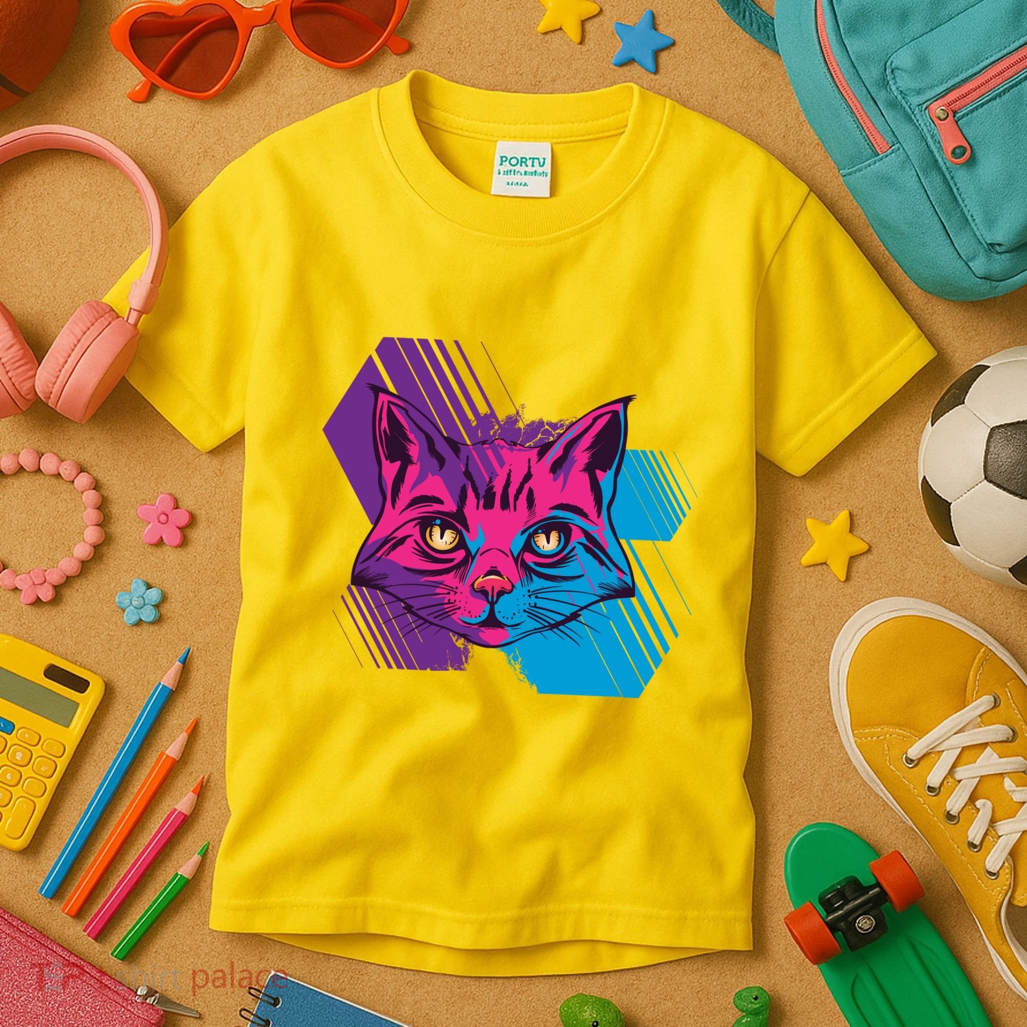 Trippy Cat Face Kids T-Shirt