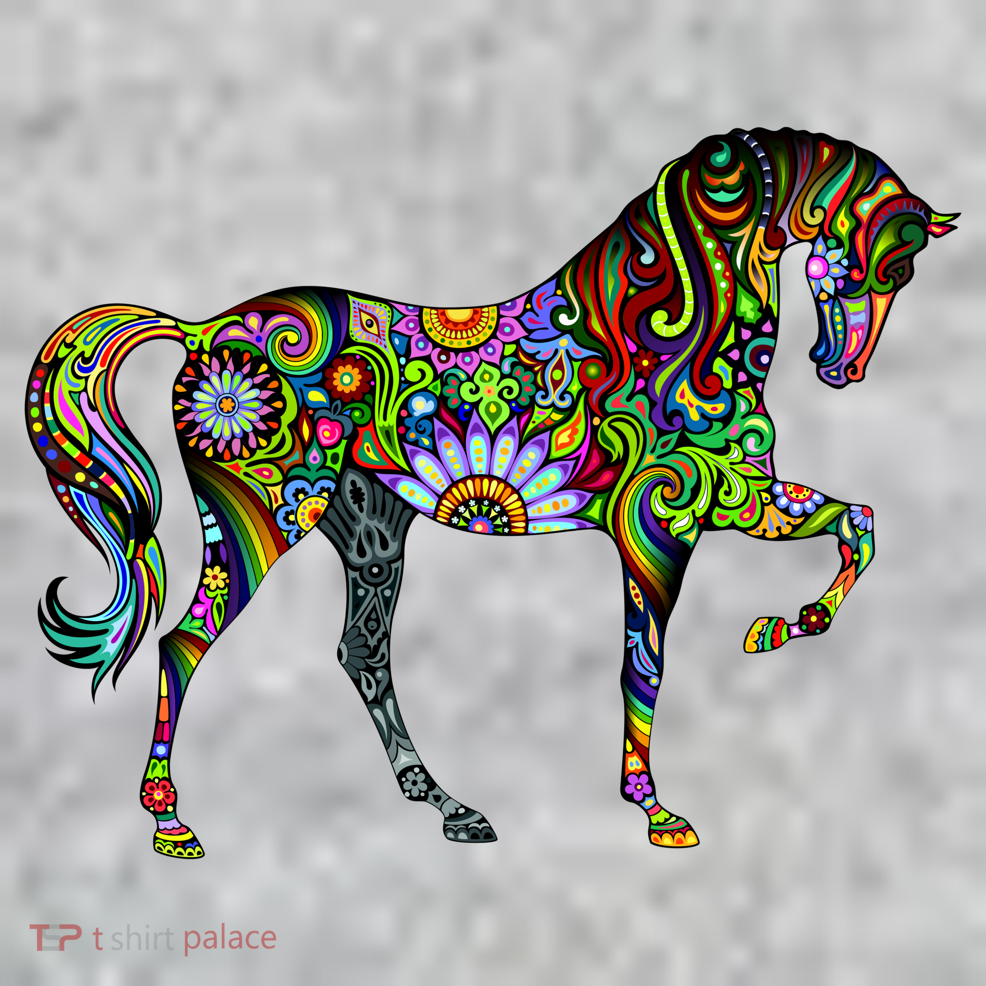 Trippy Cheerful Horse The Baniff Cuffed Pom Beanie