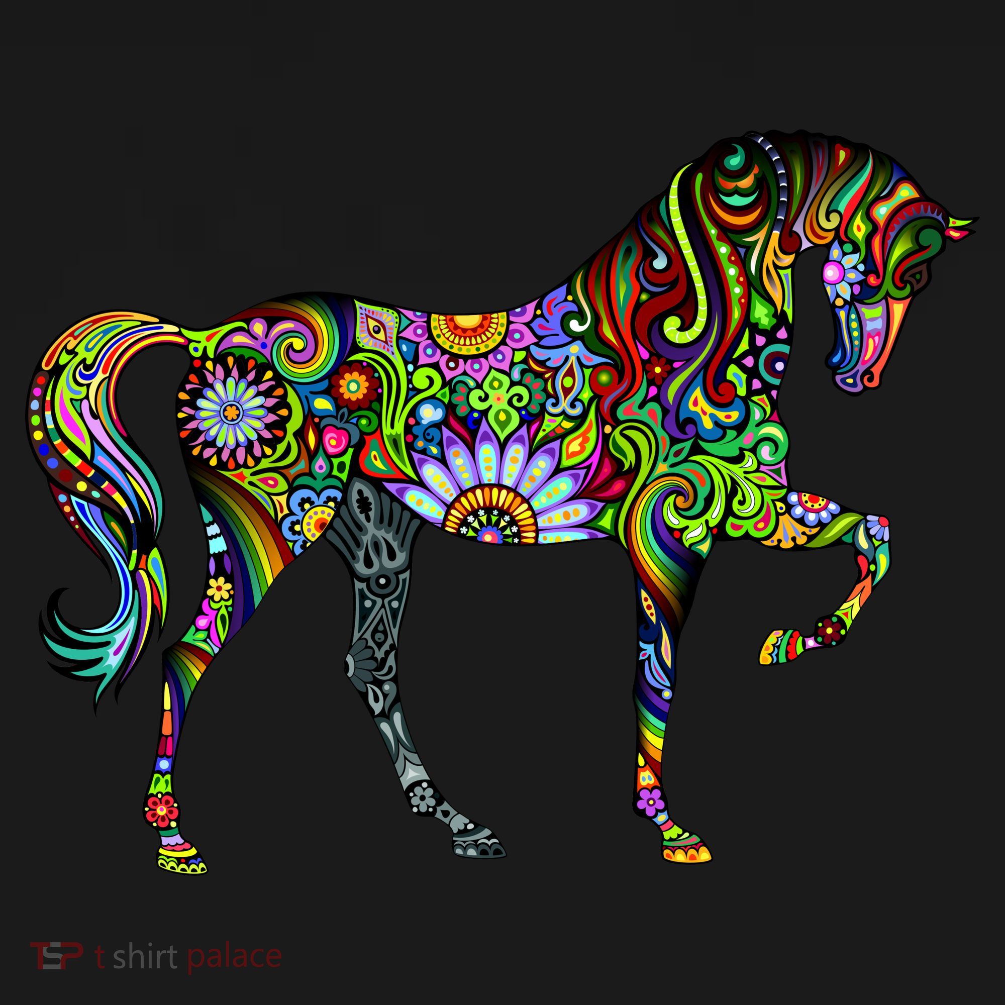 Trippy Cheerful Horse Flexfit Unipanel Trucker Cap