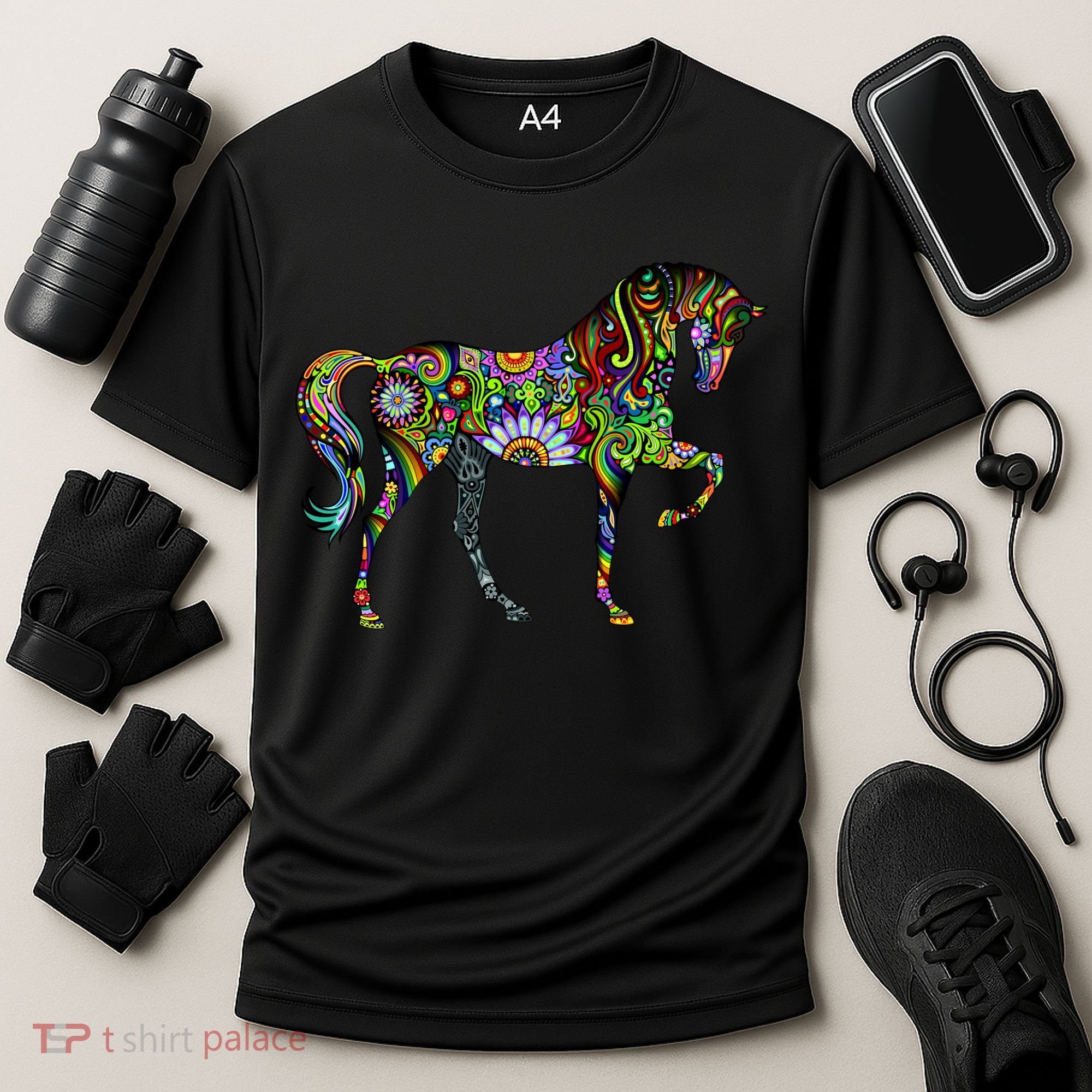 Trippy Cheerful Horse Cooling Performance Crew T-Shirt