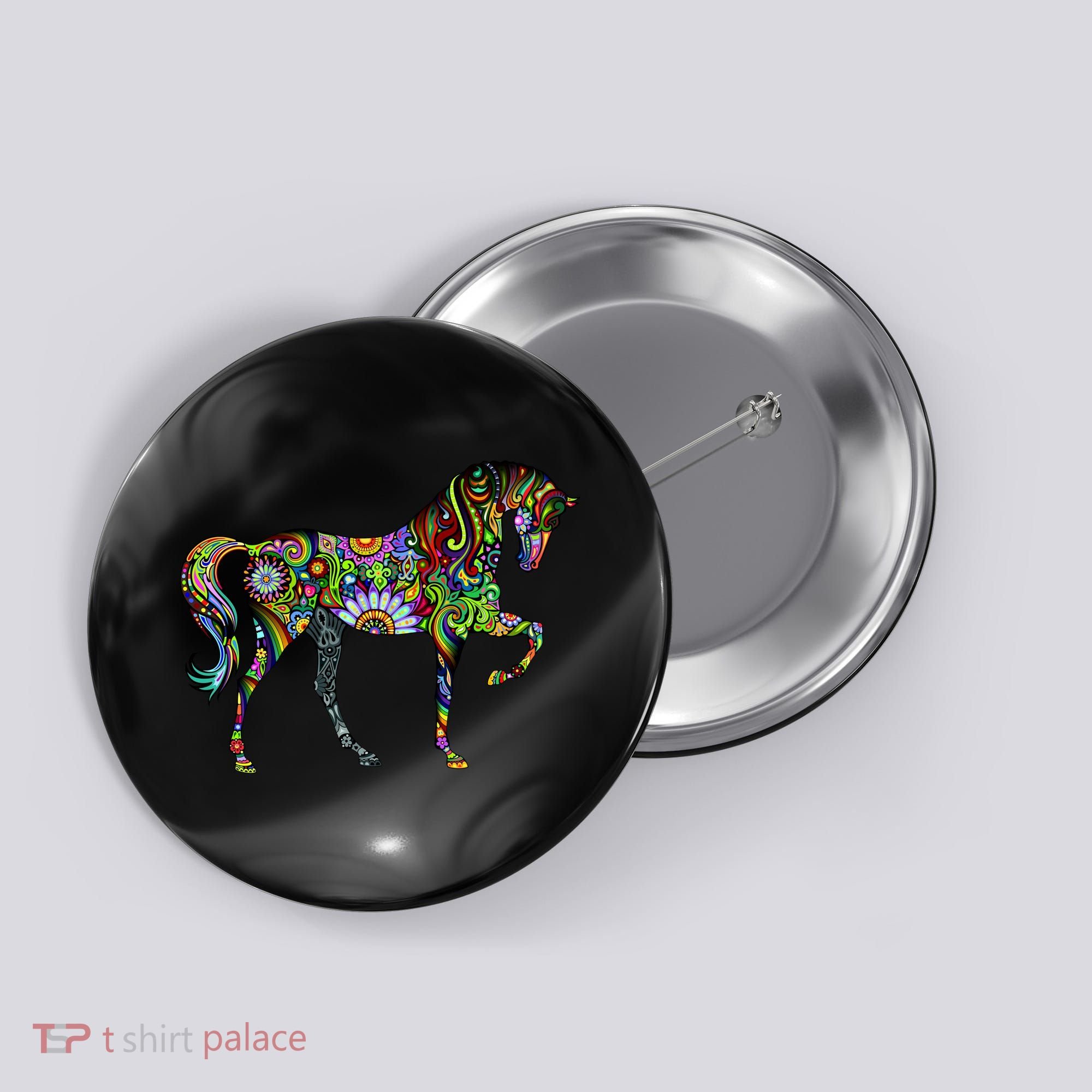Trippy Cheerful Horse Button