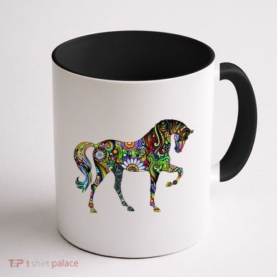 Trippy Cheerful Horse Coffee Mug back