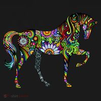 Trippy Cheerful Horse Tie Dye Hoodie thumb 2