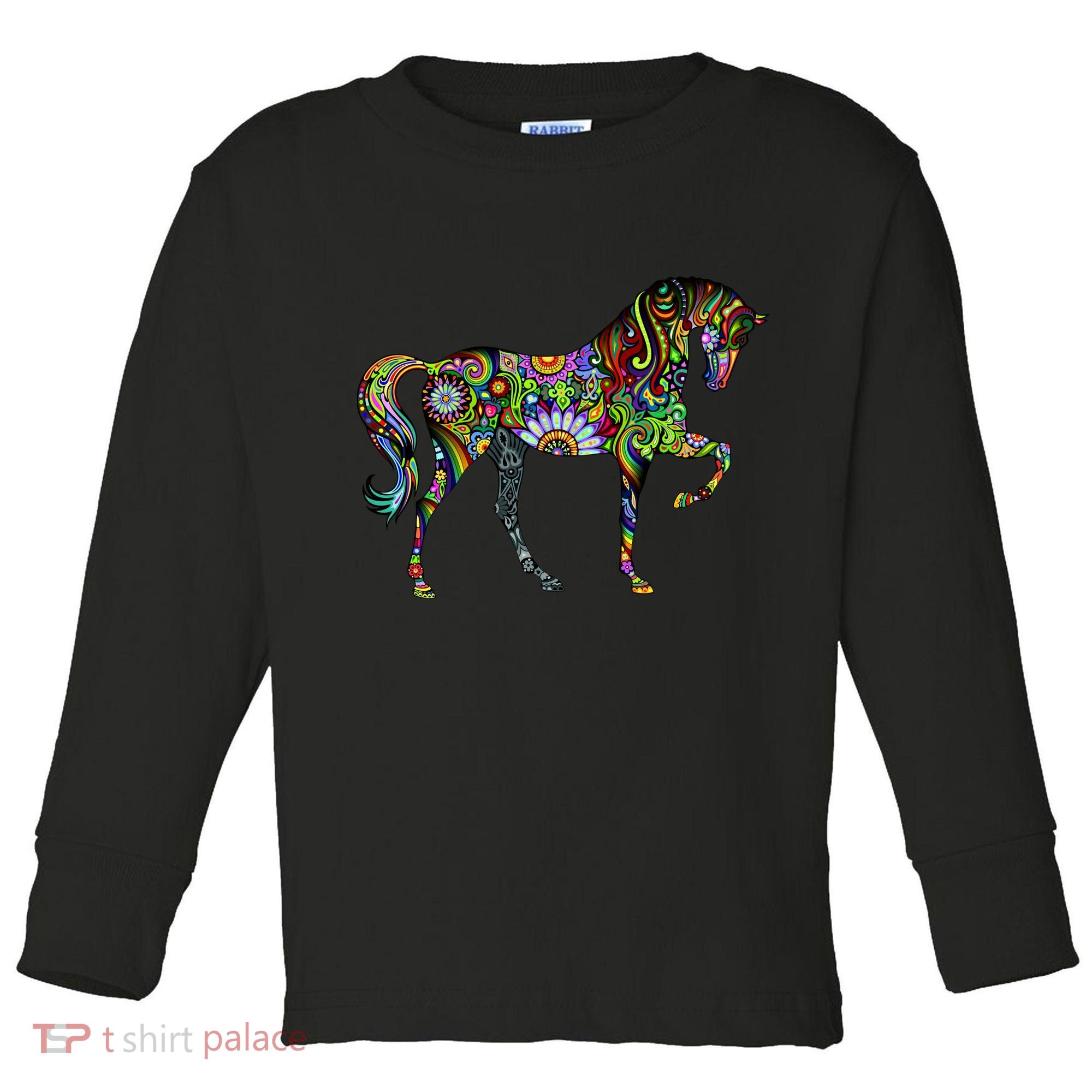 Trippy Cheerful Horse Toddler Long Sleeve Shirt
