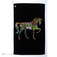 Trippy Cheerful Horse Golf Towel thumb 0
