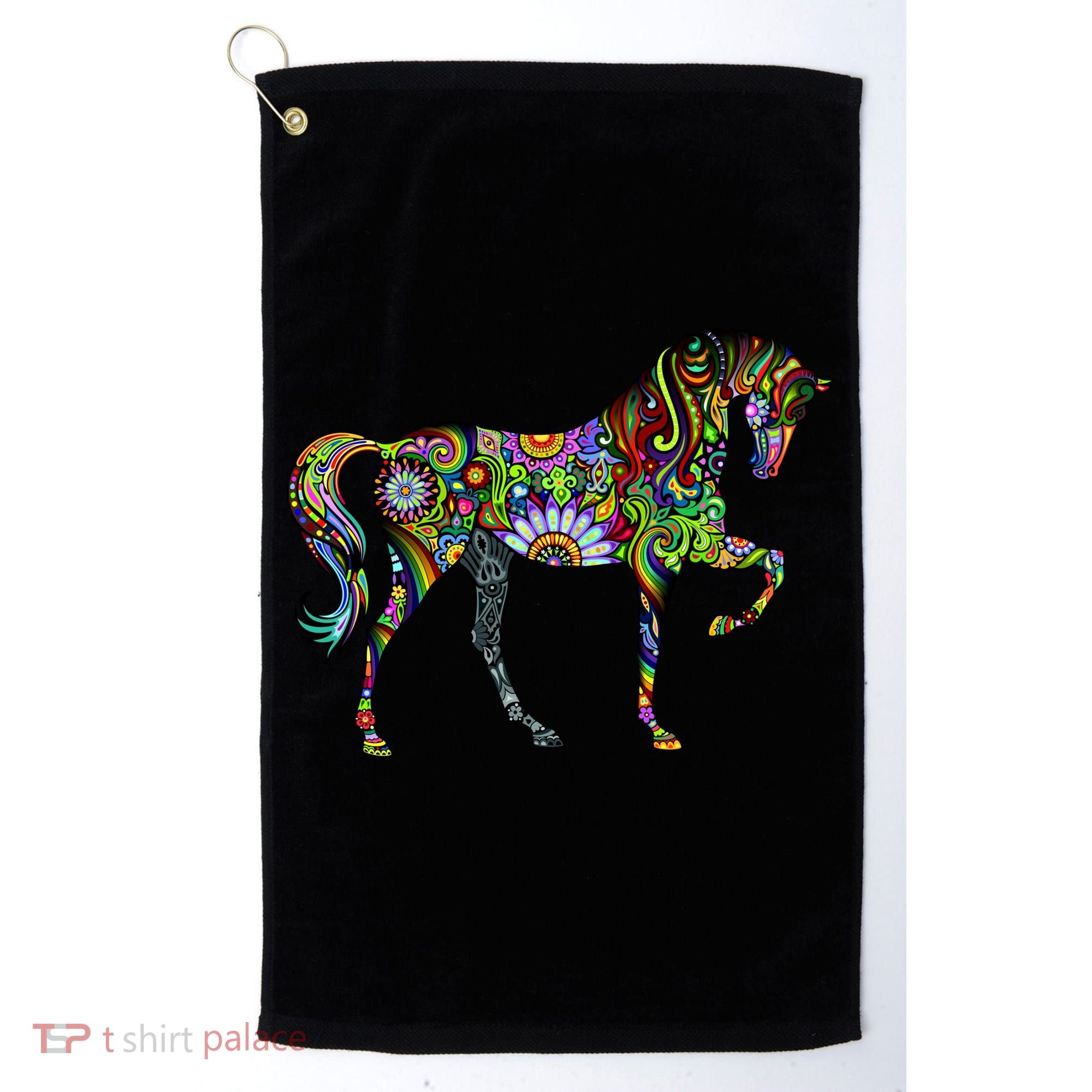 Trippy Cheerful Horse Golf Towel