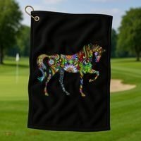 Trippy Cheerful Horse Golf Towel thumb 1