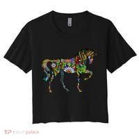 Trippy Cheerful Horse Women's Crop Top Tee thumb 0