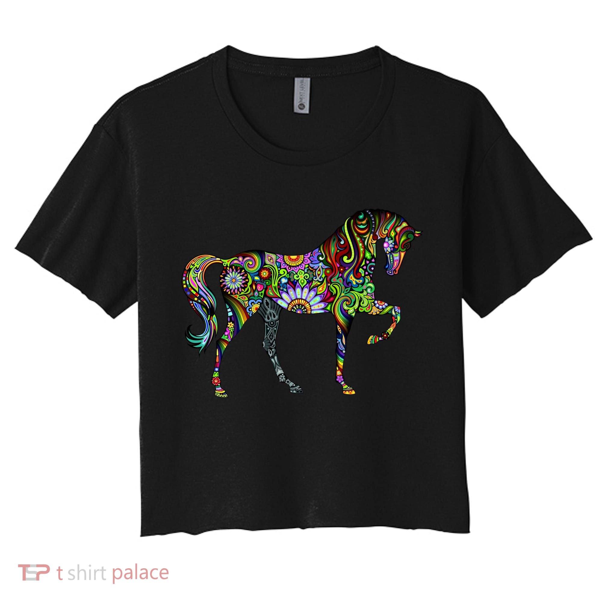 Trippy Cheerful Horse Women's Crop Top Tee