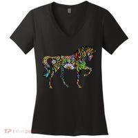 Trippy Cheerful Horse Women's V-Neck T-Shirt thumb 0