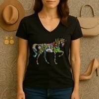 Trippy Cheerful Horse Women's V-Neck T-Shirt thumb 3