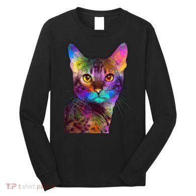 Trippy Colorful Cat Long Sleeve Shirt