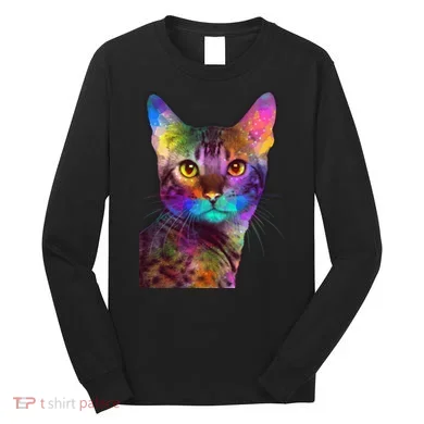 Trippy Colorful Cat Long Sleeve Shirt