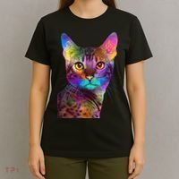 Trippy Colorful Cat T-Shirt thumb 4