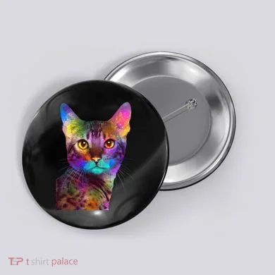 Trippy Colorful Cat Button