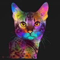 Trippy Colorful Cat Button thumb 1