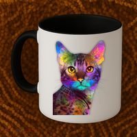 Trippy Colorful Cat Coffee Mug thumb 2