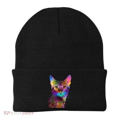 Trippy Colorful Cat Beanie