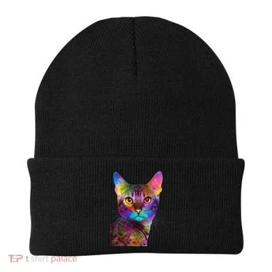 Trippy Colorful Cat Beanie