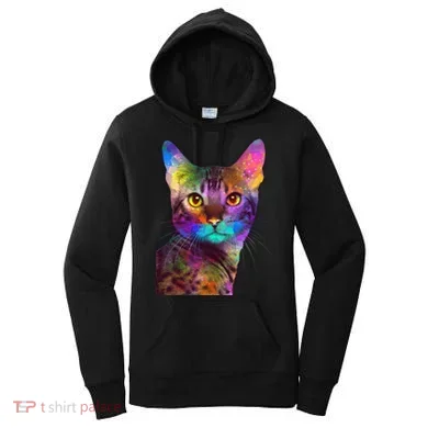 Trippy Colorful Cat Women's Hoodie