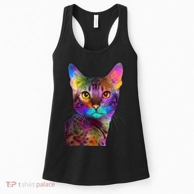 Trippy Colorful Cat Women's Tank Top