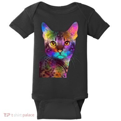 Trippy Colorful Cat Baby Bodysuit