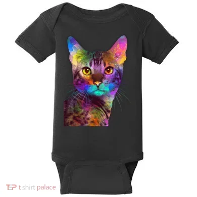 Trippy Colorful Cat Baby Bodysuit