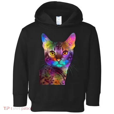 Trippy Colorful Cat Toddler Hoodie
