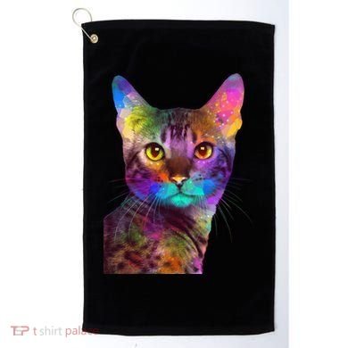 Trippy Colorful Cat Golf Towel