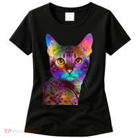 Trippy Colorful Cat Women's T-Shirt thumb 0