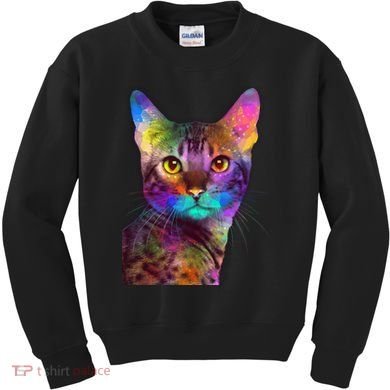 Trippy Colorful Cat Kids Sweatshirt
