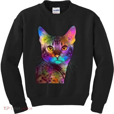 Trippy Colorful Cat Kids Sweatshirt
