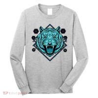 Trippy Cyan Tiger Graphic Long Sleeve Shirt thumb 0