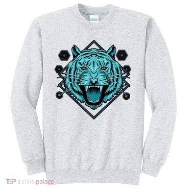 Trippy Cyan Tiger Graphic Sweatshirt