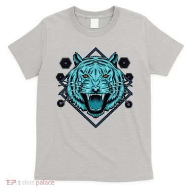 Trippy Cyan Tiger Graphic T-Shirt